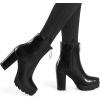 imageAllegra K Womens Platform Front Zip Chunky Heel Ankle BootsBlack