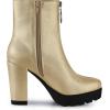 imageAllegra K Womens Platform Front Zip Chunky Heel Ankle BootsGold