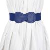imageAllegra K Womens Plus Size Elastic Waist Belt Interlock 8shaped Faux Leather Stretchy Dress BeltsYellow  Blue