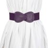 imageAllegra K Womens Plus Size Elastic Waist Belt Interlock 8shaped Faux Leather Stretchy Dress BeltsYellow  Purple