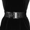 imageAllegra K Womens Plus Size Stretchy Waist Belts Metal Interlock Buckles Sequins Decor Belts for DressesBlack