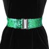 imageAllegra K Womens Plus Size Stretchy Waist Belts Metal Interlock Buckles Sequins Decor Belts for DressesGreen