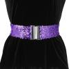imageAllegra K Womens Plus Size Stretchy Waist Belts Metal Interlock Buckles Sequins Decor Belts for DressesLight Purple