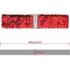 imageAllegra K Womens Plus Size Stretchy Waist Belts Metal Interlock Buckles Sequins Decor Belts for DressesRed