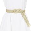 imageAllegra K Womens Skinny Waist Belts Braided Belts for Dress Round Metal Buckle AdjustableBeige