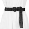 imageAllegra K Womens Skinny Waist Belts Braided Belts for Dress Round Metal Buckle AdjustableBlack