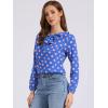 imageAllegra K Womens Vintage Ruffle Neck Chiffon Printed Top Halloween Long Sleeve Casual Office BlouseBlue Pinkpolka Dots