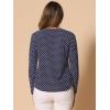 imageAllegra K Womens Vintage Ruffle Neck Chiffon Printed Top Halloween Long Sleeve Casual Office BlouseDark Bluepolka Dots