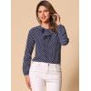 imageAllegra K Womens Vintage Ruffle Neck Chiffon Printed Top Halloween Long Sleeve Casual Office BlouseDark Bluepolka Dots