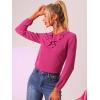imageAllegra K Womens Vintage Ruffle Neck Chiffon Printed Top Halloween Long Sleeve Casual Office BlouseFushciasolid