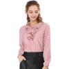 imageAllegra K Womens Vintage Ruffle Neck Chiffon Printed Top Halloween Long Sleeve Casual Office BlousePinkpolka Dots