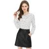 imageAllegra K Womens Vintage Ruffle Neck Chiffon Printed Top Halloween Long Sleeve Casual Office BlouseWhite Blackpolka Dots