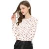 imageAllegra K Womens Vintage Ruffle Neck Chiffon Printed Top Halloween Long Sleeve Casual Office BlouseWhite Redpolka Dots