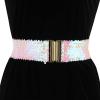 imageAllegra K Womens Wide Waist Belts Interlock Buckles Sequins Decor Shinny Stretchy Belts 2PCSCarnation