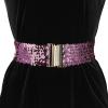 imageAllegra K Womens Wide Waist Belts Interlock Buckles Sequins Decor Shinny Stretchy Belts 2PCSDark Purple