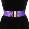 imageAllegra K Womens Wide Waist Belts Interlock Buckles Sequins Decor Shinny Stretchy Belts 2PCSLight Purple