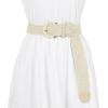 imageAllegra K Woven Plus Size Waist Belts Wide Braided Belts for Women Dress Metal BuckleBeige