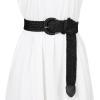 imageAllegra K Woven Plus Size Waist Belts Wide Braided Belts for Women Dress Metal BuckleBlack