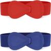 imageAllegra K 2Pcs Women Plus Size Elastic Belt Interlock 8Shaped Buckle Stretch Waistband Belts for DressBlue  Red
