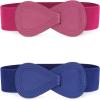 imageAllegra K 2Pcs Women Plus Size Elastic Belt Interlock 8Shaped Buckle Stretch Waistband Belts for DressBlue  Rose Red