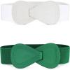 imageAllegra K 2pcs Womens Plus Size Elastic Waist Belt Interlock 8shaped Faux Leather Buckle BeltsGreen  White