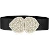 imageAllegra K Heart Shape Design Faux Pearl Rhinestone Decor Waist Belts for WomenBlack