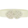 imageAllegra K Heart Shape Design Faux Pearl Rhinestone Decor Waist Belts for WomenWhite