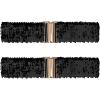 imageAllegra K Ladies Shinny Wide Waist Belts Interlock Buckles Sequins Decor Stretchy Belts for Women 2PCSBlack