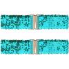 imageAllegra K Ladies Shinny Wide Waist Belts Interlock Buckles Sequins Decor Stretchy Belts for Women 2PCSBlue