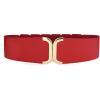 imageAllegra K Lady Textured Faux Leather Stretchy Fabric Cinch Waist BeltRed