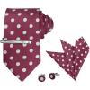 imageAllegra K Mens Polka Dots Selftied Tie Handkerchief Clip Cufflinks Wedding Business Necktie SetsWine Red White