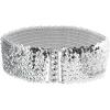 imageAllegra K Woman Sequin Detail 7cm Wide Textured Strentchy Waist Cinch Belt WaistbeltSilver Tone