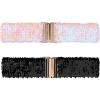 imageAllegra K Womens Elastic Waist Belts Interlock Buckles Sequins Decor Stretchy Wide Belts 2PCSCarnation