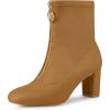 imageAllegra K Womens Front Zipper Chunky High Heel Ankle BootsBrown