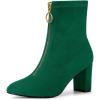 imageAllegra K Womens Front Zipper Chunky High Heel Ankle BootsEmerald Green