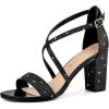 imageAllegra K Womens Glitter Crisscross Strap Block Heels SandalsBlack
