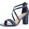 imageAllegra K Womens Glitter Crisscross Strap Block Heels SandalsBlue