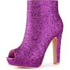 imageAllegra K Womens Glitter Platform Chunky Heeled Open Toe Heel Ankle BootsPurple