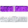 imageAllegra K Womens Glitter Wide Waist Belts Interlock Buckles Sequins Decor Stretchy Belts 2PCSLight Purple