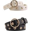 imageAllegra K Womens Grommet Belt Faux Leather Single Pin Buckle Punk Belts for Jeans PantsBlack  Beige