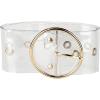 imageAllegra K Womens Grommet Clear Wide Waist Belts for Dresses Transparent Belts Pin BuckleGold Round Buckle