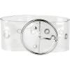 imageAllegra K Womens Grommet Clear Wide Waist Belts for Dresses Transparent Belts Pin BuckleSilver Round Buckle