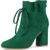 imageAllegra K Womens Lace Up Round Toe Drawstring Block Heel Ankle BootsGreen