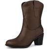 imageAllegra K Womens Mid Calf Memory Round Toe Block Heel Western BootsDark Brown