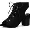 imageAllegra K Womens Peep Toe Chunky Heel Lace Up Slingback Dressy BootiesBlack