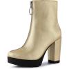 imageAllegra K Womens Platform Front Zip Chunky Heel Ankle BootsGold