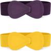 imageAllegra K Womens Plus Size Elastic Waist Belt Interlock 8shaped Faux Leather Stretchy Dress BeltsYellow  Purple