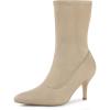 imageAllegra K Womens Pointy Toe Stretch Sock Stiletto Heels Ankle BootsBeige