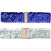 imageAllegra K Womens Wide Waist Belts Interlock Buckles Sequins Decor Shinny Stretchy Belts 2PCSRoyal Blue