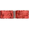 imageuxcell Ladies Sequins Decor Metal Interlocking Buckles Elastic Waist BeltRed